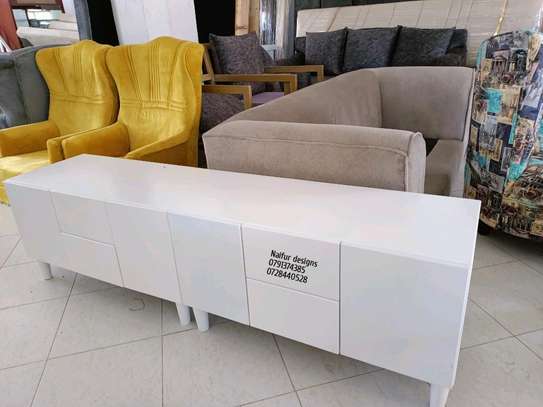 Latest white wooden tv stand design Kenya image 5