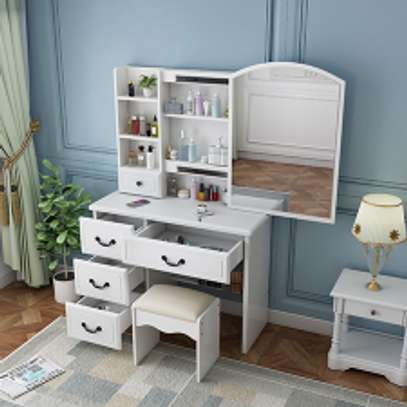 Modern Makeup Vanity Table with LED Mirror & Drawers image 6