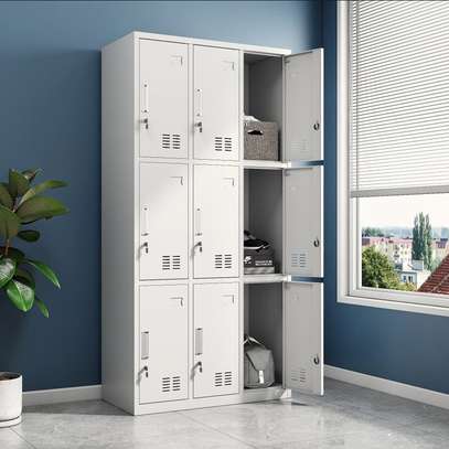 9 Locker Metallic Storage Cabinet image 2