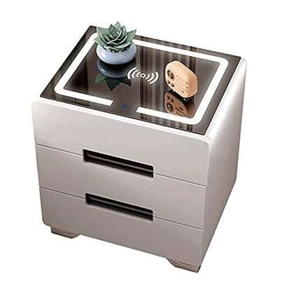 2 Drawer Fingerprint Lock Smart Bedside Table image 5