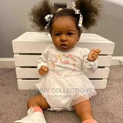 22 Inch Cute African Silicone Reborn Baby Doll image 2