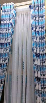 PLAIN BLUE AND PRINTED CURTAINS image 12