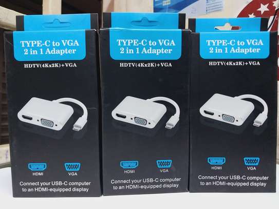2 in 1 Converter USB C to HDMI + VGA Adapter image 1