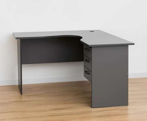 Office Desk: Modern Grey L-Shaped Study Desk image 4