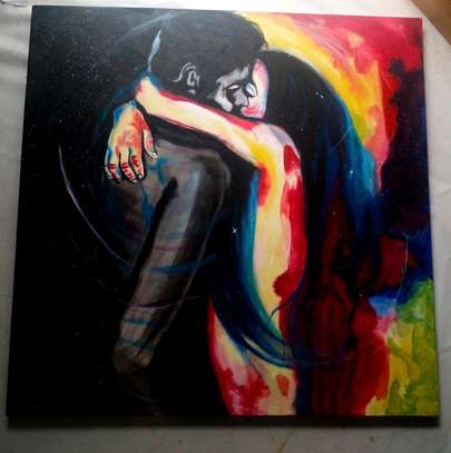 the kiss(36*36inches) acrylic on canvas image 2