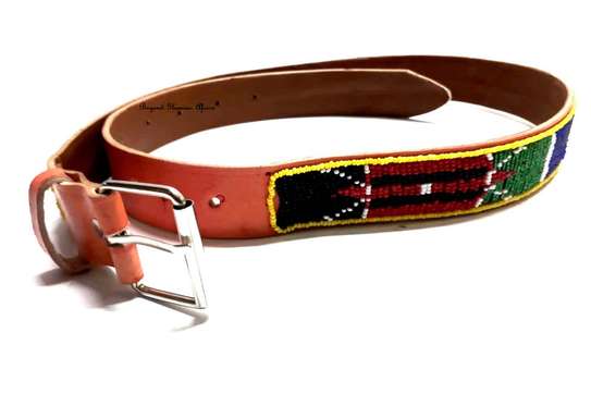 Mens Multi beaded Maasai Leather Belt image 2
