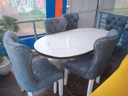 Elegant 6-Seat White Oval Dining Table Set image 2