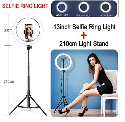 13inch Ring Light With 2.1M Tripod 3 Mode Dimmerble Light image 1
