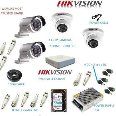 Hikvision 4 Camera CCTV  Kit (With 500GB+50M Cable) image 1
