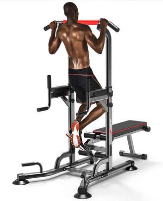 Multi-Gym Power Tower Dip Station with Bench and Pull Up Bar image 1