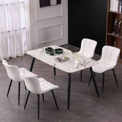 Dining Set; 4 Seater Marble Dinner Set image 2