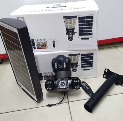 New V380 4g 180w Triple Lens Solar PTZ Floodlight Camera image 3