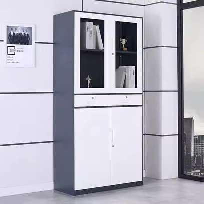Sleek Modern White & Gray 2 Door Cabinet image 1