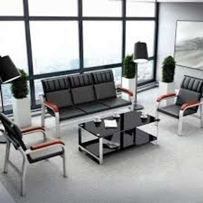5 Seater Office Leather Waiting Office Sofas image 3