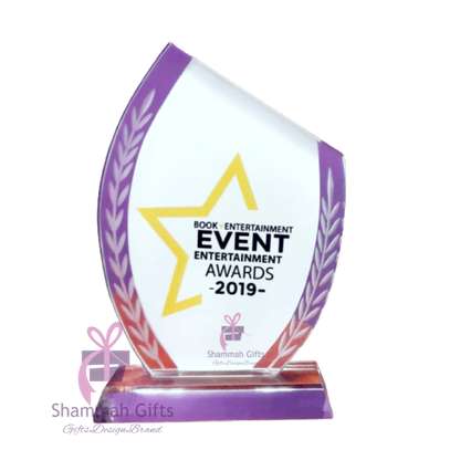 Unique high quality crystals trophies/awards with your information printed full color. image 1