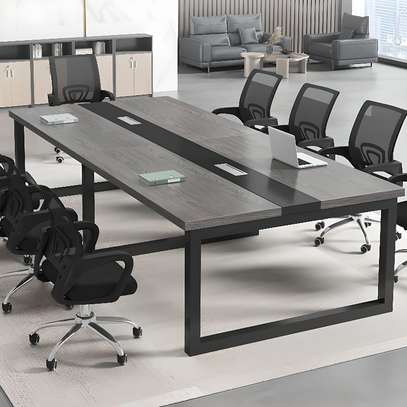 Grey Rectangular Large  Conference  Table image 4