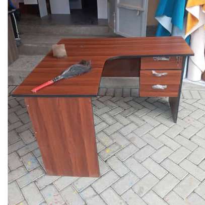 1.4M Curved Wooden Office Study Desk with Drawers image 4