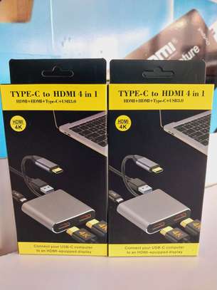 4 in 1 USB Type C Hub with 2 HDMI（4K@30Hz）/USB3.0 /PD Charge image 2