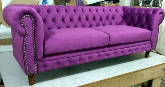 Latest purple three seater chesterfield sofa set image 1