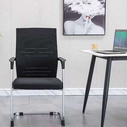 Office Chair: Non-Swivel Strong Mesh Office Waiting Seat image 1