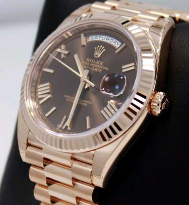 Rolex President 40mm Day-Date Rose Gold Chocolate Dial Watch image 3