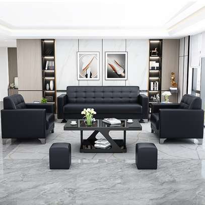 Modern Leather Sofa for Office, Lobby, and Reception image 1
