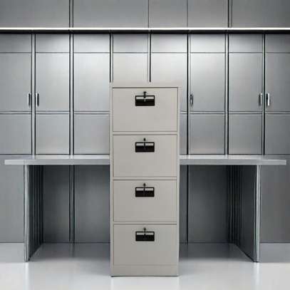Office Cabinet: Four Drawers Gray Filing Admission Cabinet image 1