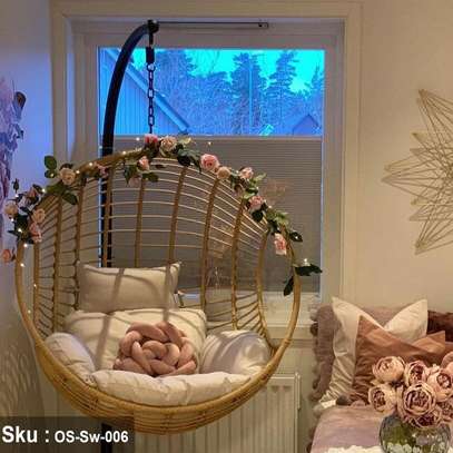 Home Chair; Round Rattan Ergonomic Shape Hammock Chair image 3