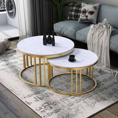 Coffee Table; Circular Gold Coffee Table in Kemera image 5