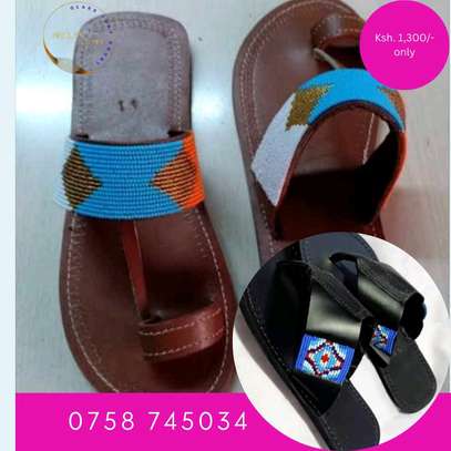 For the lovers of beaded and non beaded men leather sandals image 4