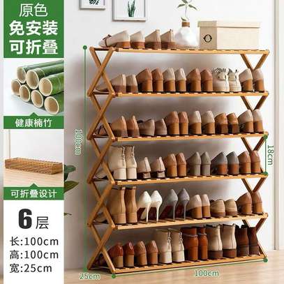 6-Tier Foldable Bamboo Shoe Rack stand image 3