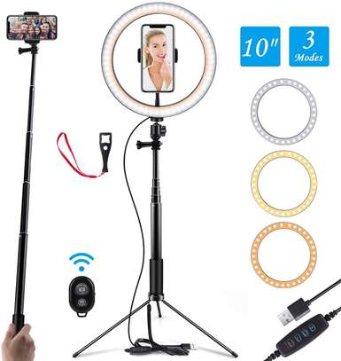 10Inch LED Ring Light with Universal Phone Holder image 1