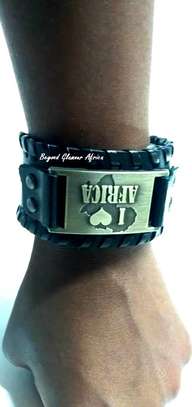 Black Leather Africa Bracelet image 2