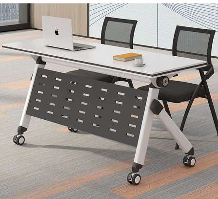 Office Desk: Mobile Foldable Training Effortless White Table image 3