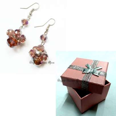 Womens Pink Crystal Earrings with box image 1