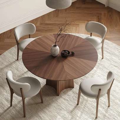 Boardroom Table; 120cm Brown Wooden Round Boardroom Table image 1