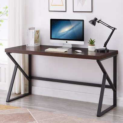 Modern Wooden Computer Desk with Metal Frame image 6