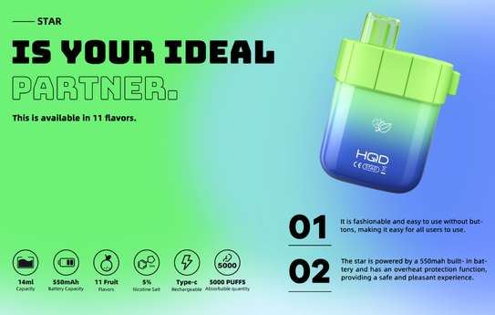 HQD Star 5000 Puffs Disposable Vapes – Mango Ice image 3
