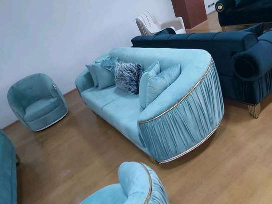 Sky blue three seater sofa/accent chair image 1