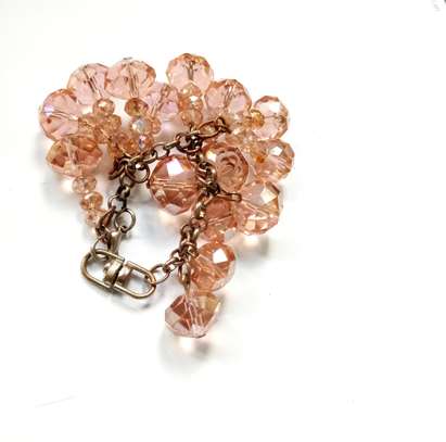 Womens Peach Crystal Earrings with Matching Keyholder image 2