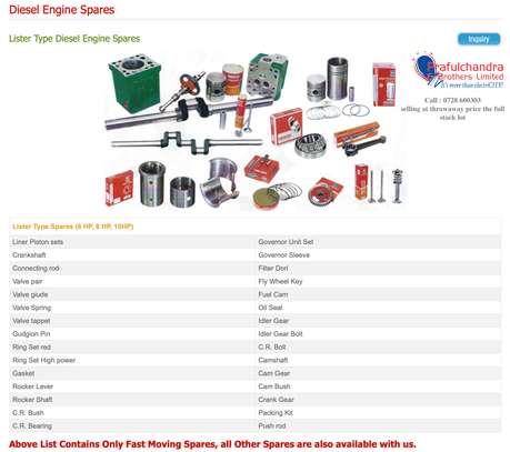Diesel engine Spares = Lister Type image 3