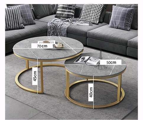Pure Marble Nesting tables on Gold Metallic frame image 3
