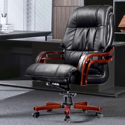 High Back Solid Wood Executive Office Chair image 4