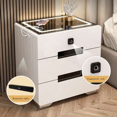 2 Drawer Fingerprint Lock Smart Bedside Table image 7