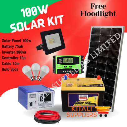 120W Solar fullkit with CHLORIDE EXIDE 75 MF image 1