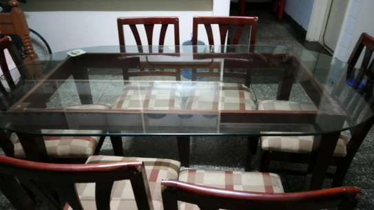 Dining glass table with 6 chairs on clearance offer image 3