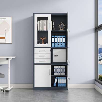 Steel Office Storage Locker – 3 Drawers, Glass Doors image 2