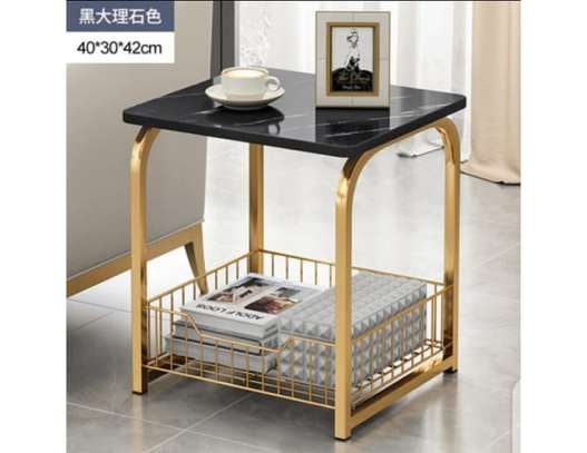 2 Layer Golden Luxurious Marble Effect Coffee Table or Side Table image 1
