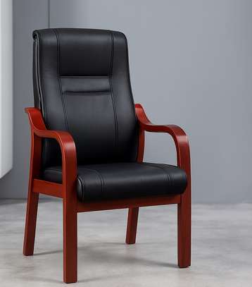 Office Chair: Mahogany Arm & Base Leather Office Chair image 1