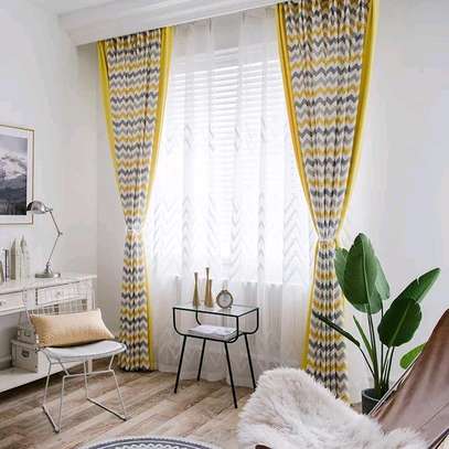 Grey yellow curtains image 2